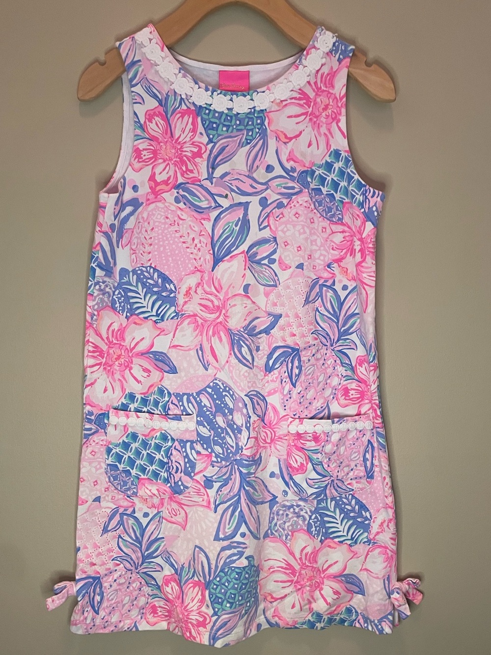 Lilly Pulitzer Girls Shift Knit Dress XL 12/14 Pink Isla Snappy Turtle